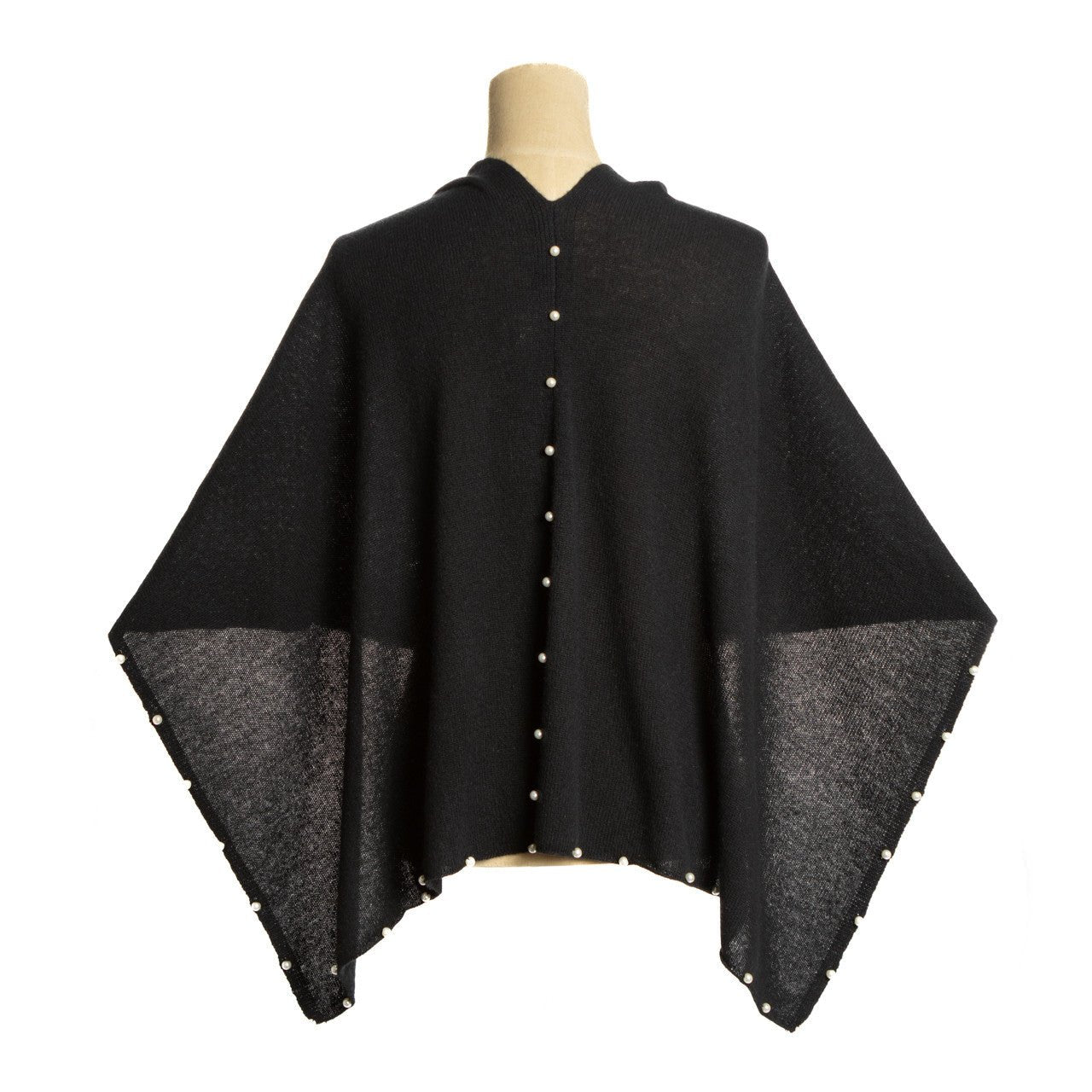 Black Cashmere Topper with Pearl Accents - Shop-orias