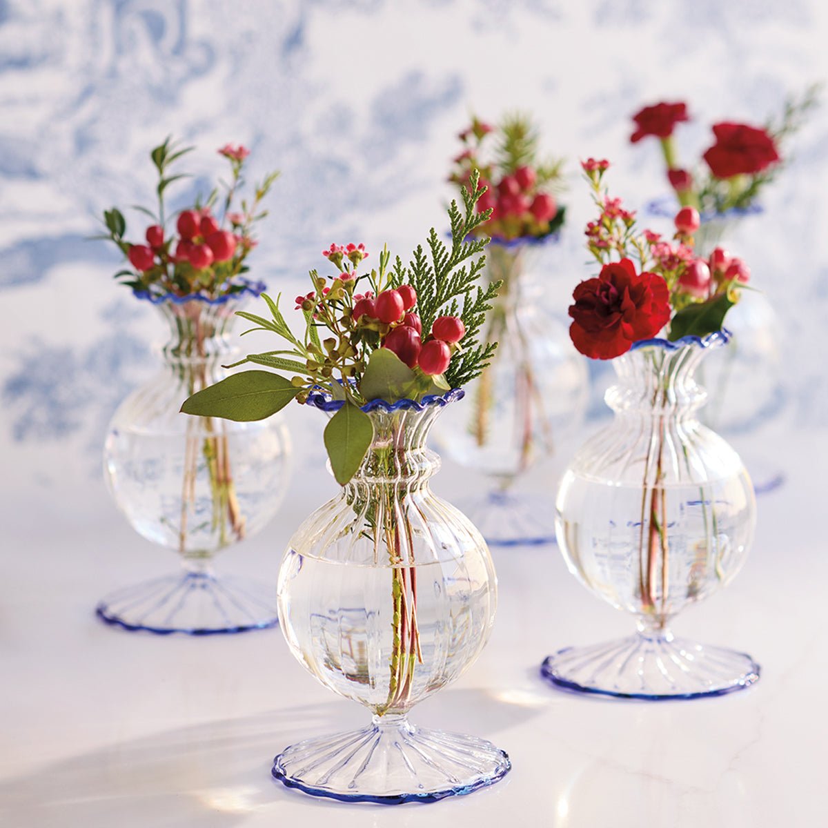 Blue Edged Glass Vase - Shop-orias