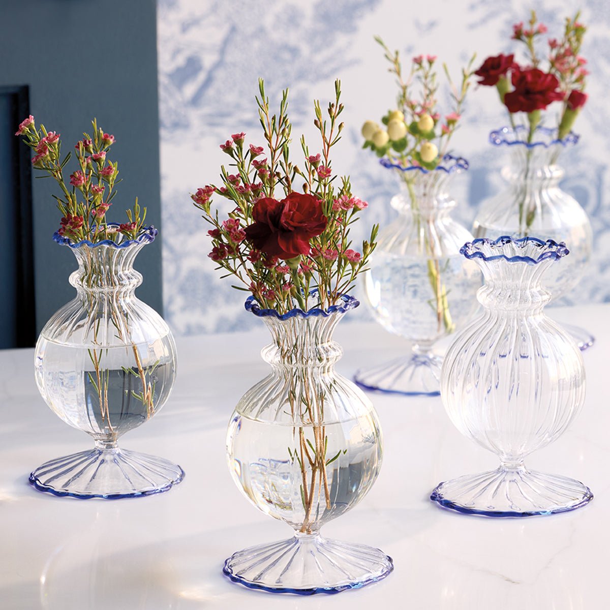 Blue Edged Glass Vase - Shop-orias