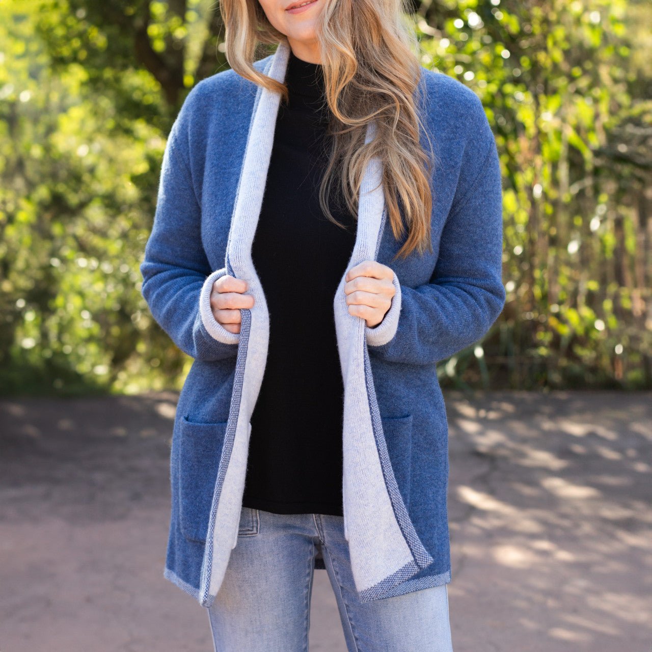 Blue & Light Blue Reversible Cardigan - Shop-orias