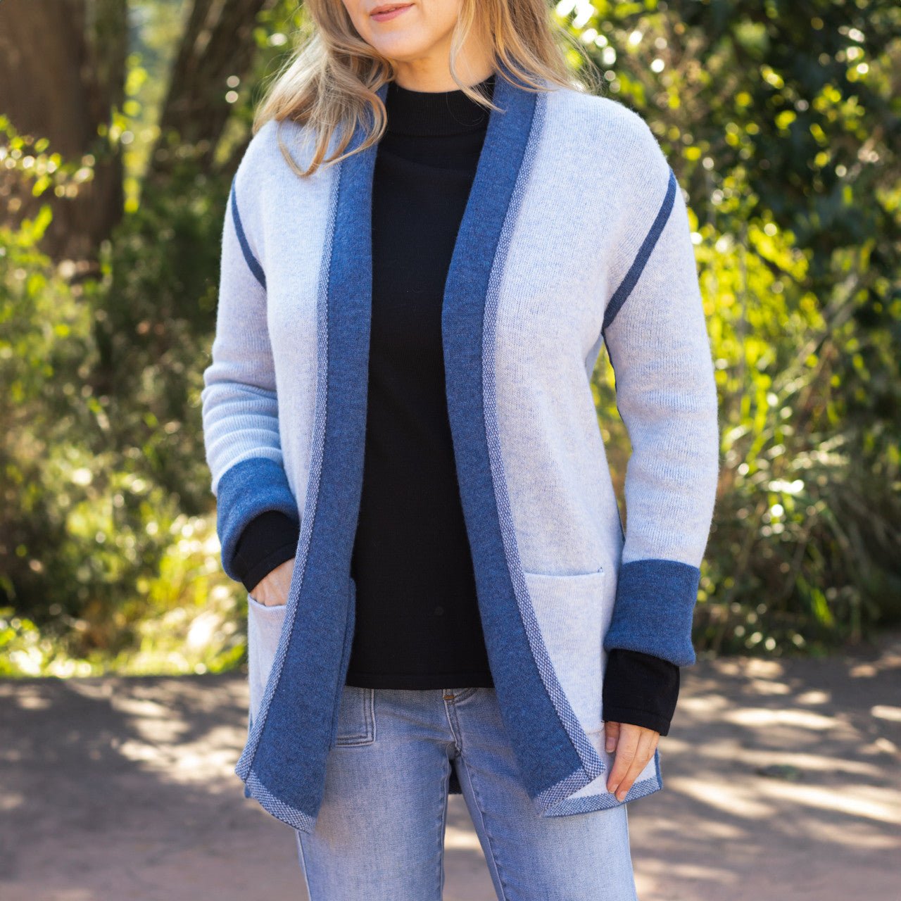 Blue & Light Blue Reversible Cardigan - Shop-orias