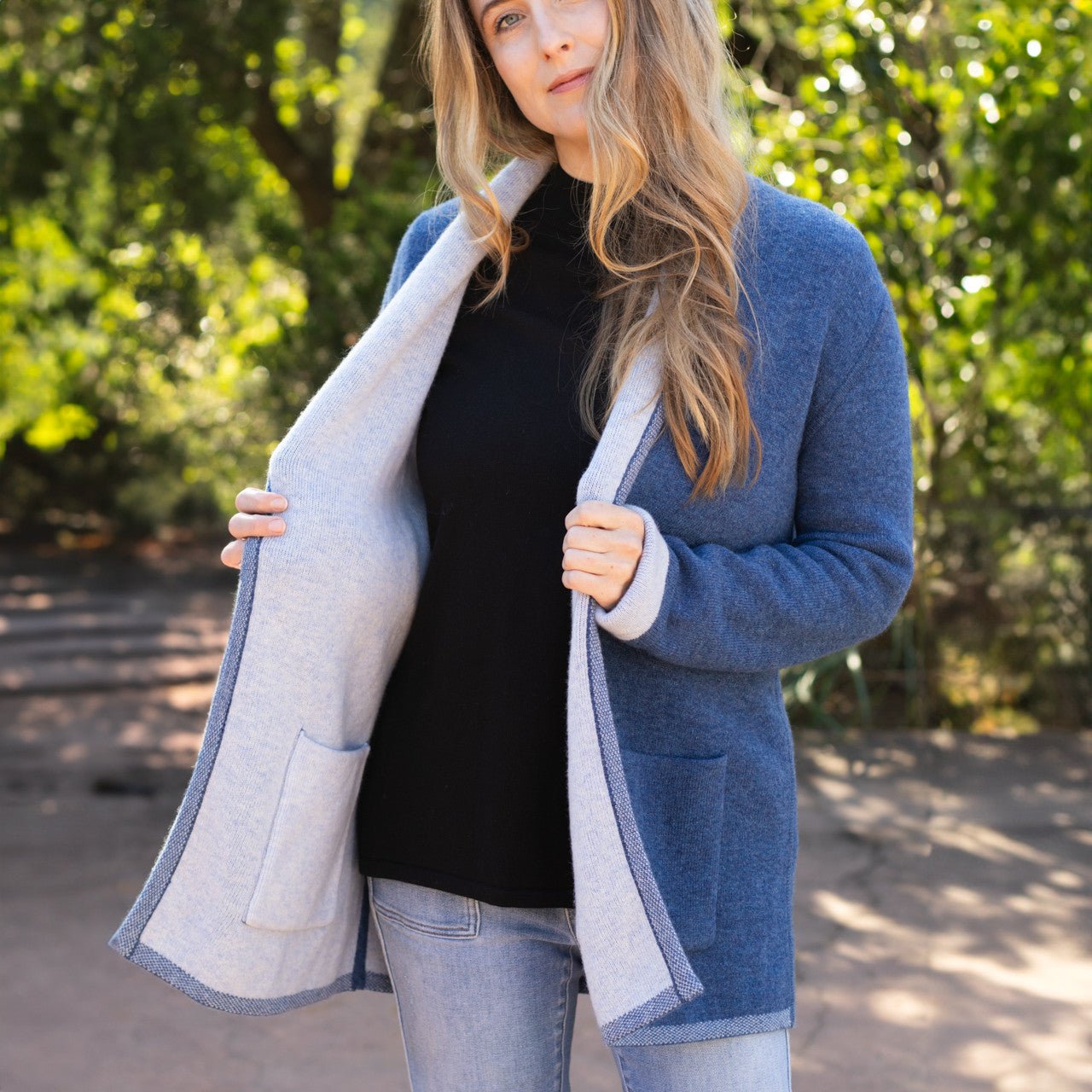 Blue & Light Blue Reversible Cardigan - Shop-orias
