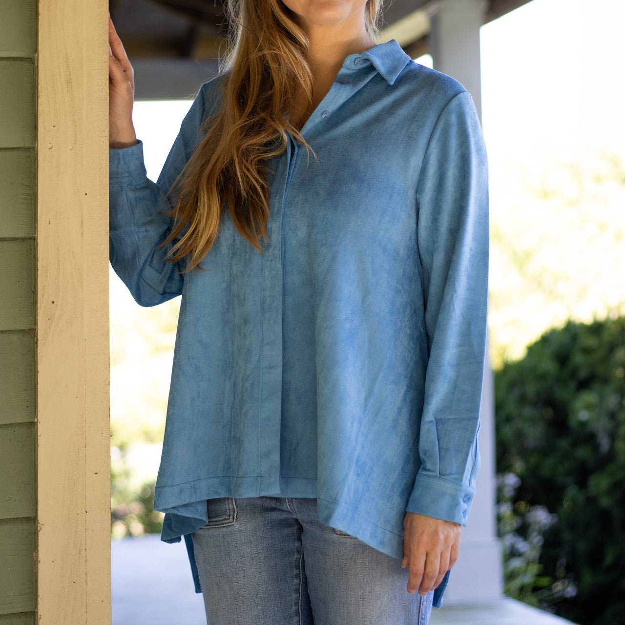 Blue Microsuede Shirt - Shop-orias