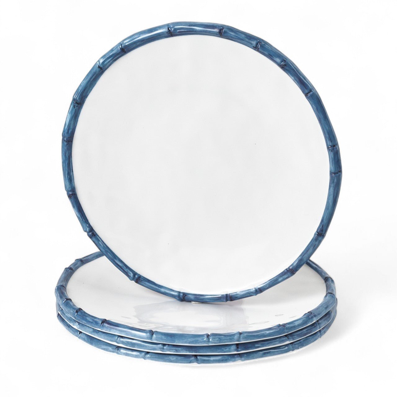 Blue & White Bamboo Melamine Dinner Plates (set of 4) - Shop-orias