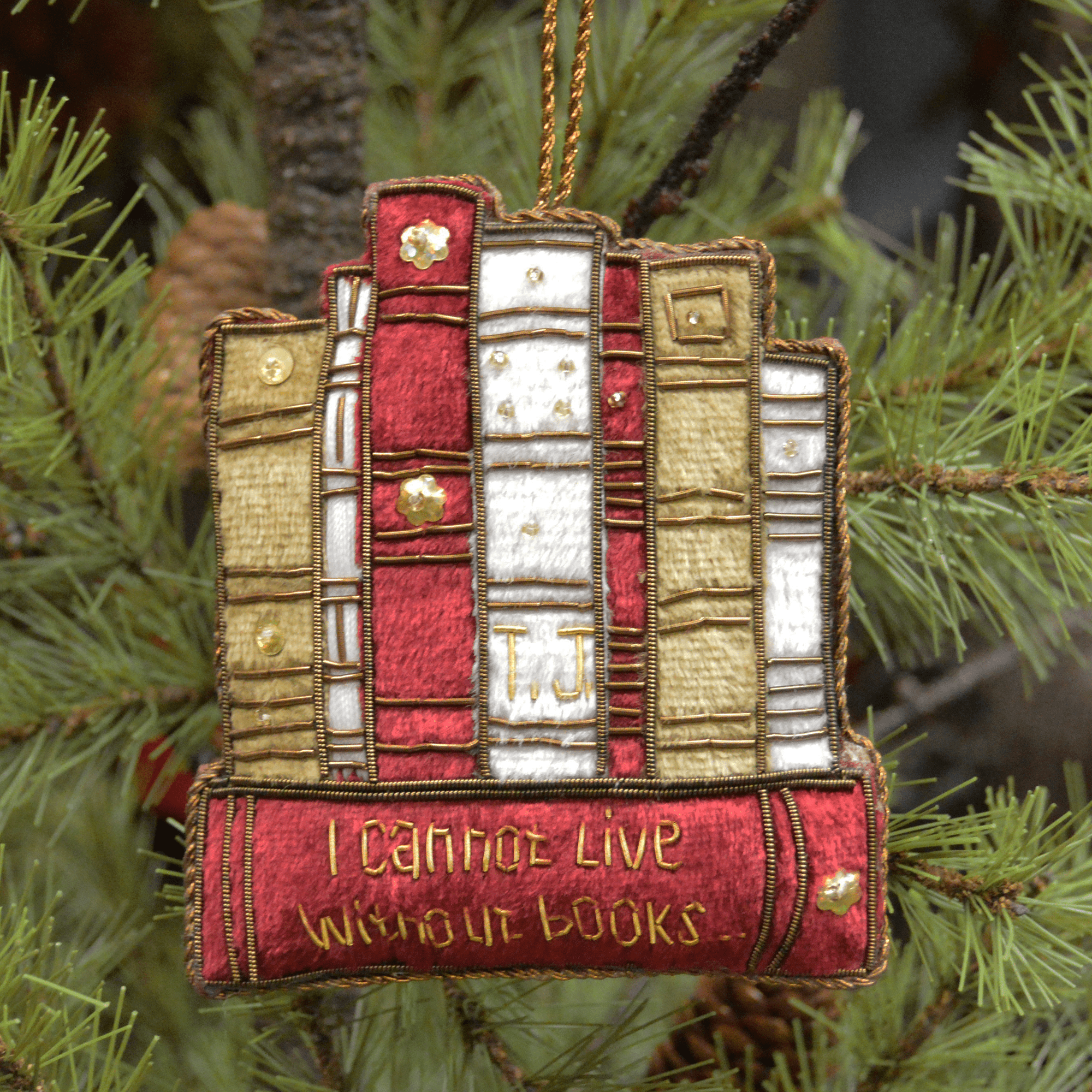 Book Quote Embroidered Ornament - Shop-orias