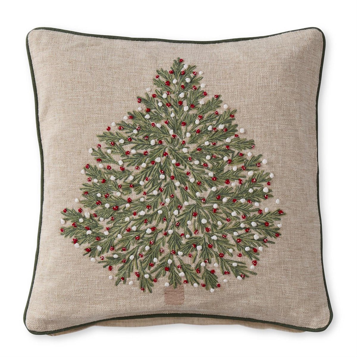 Embroidered Tree Pillow with Ornaments - Shop-orias