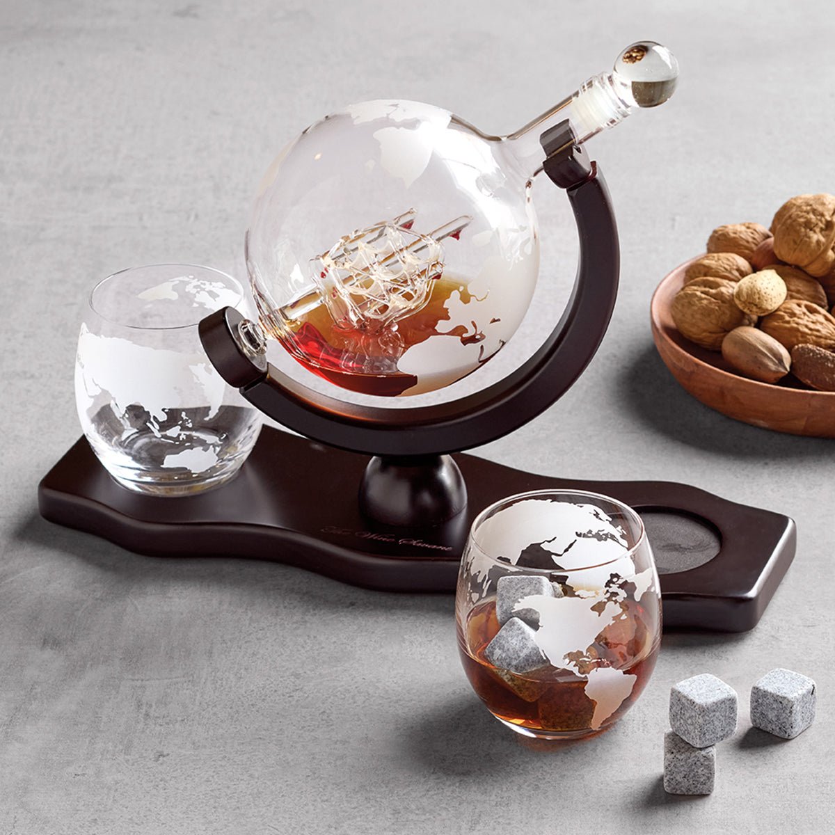 Globe Whiskey & Wine Decanter with Glasses - Shop-orias