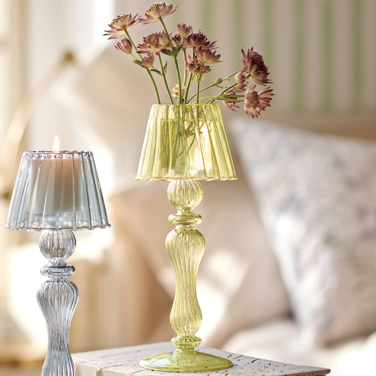 Green Glass Candle Lamp - Shop-orias
