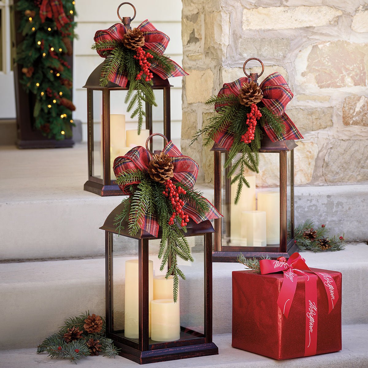 Monticello Decorated Metal Tri - Candle Lantern - Shop-orias