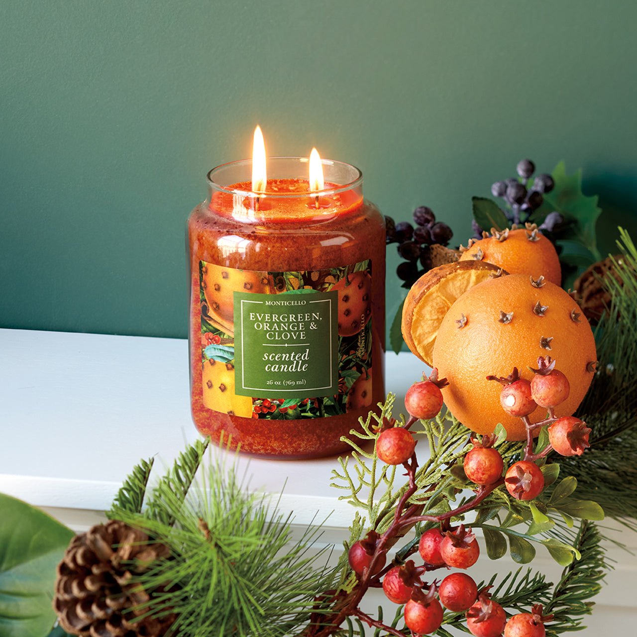 Monticello Evergreen & Orange Jar Candle - Shop-orias