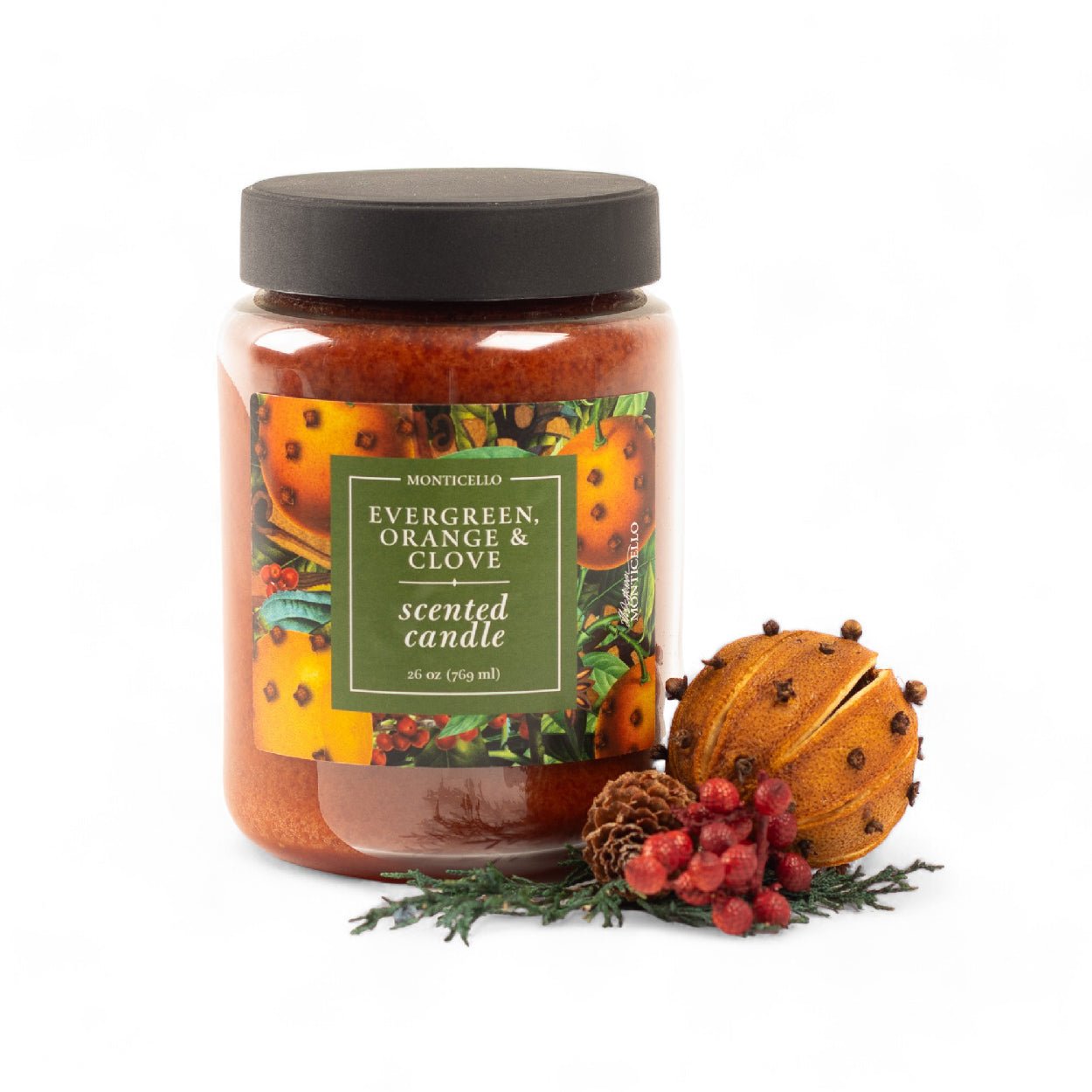 Monticello Evergreen & Orange Jar Candle - Shop-orias