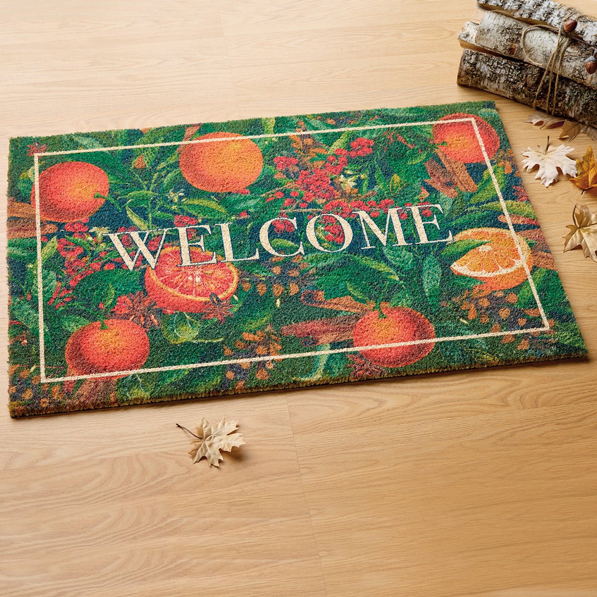 Monticello Evergreen & Orange Oversized Welcome Mat - Shop-orias