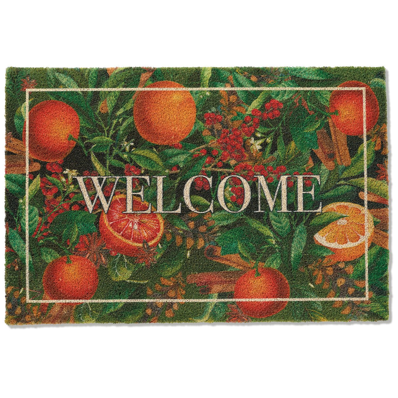 Monticello Evergreen & Orange Welcome Mat - Shop-orias