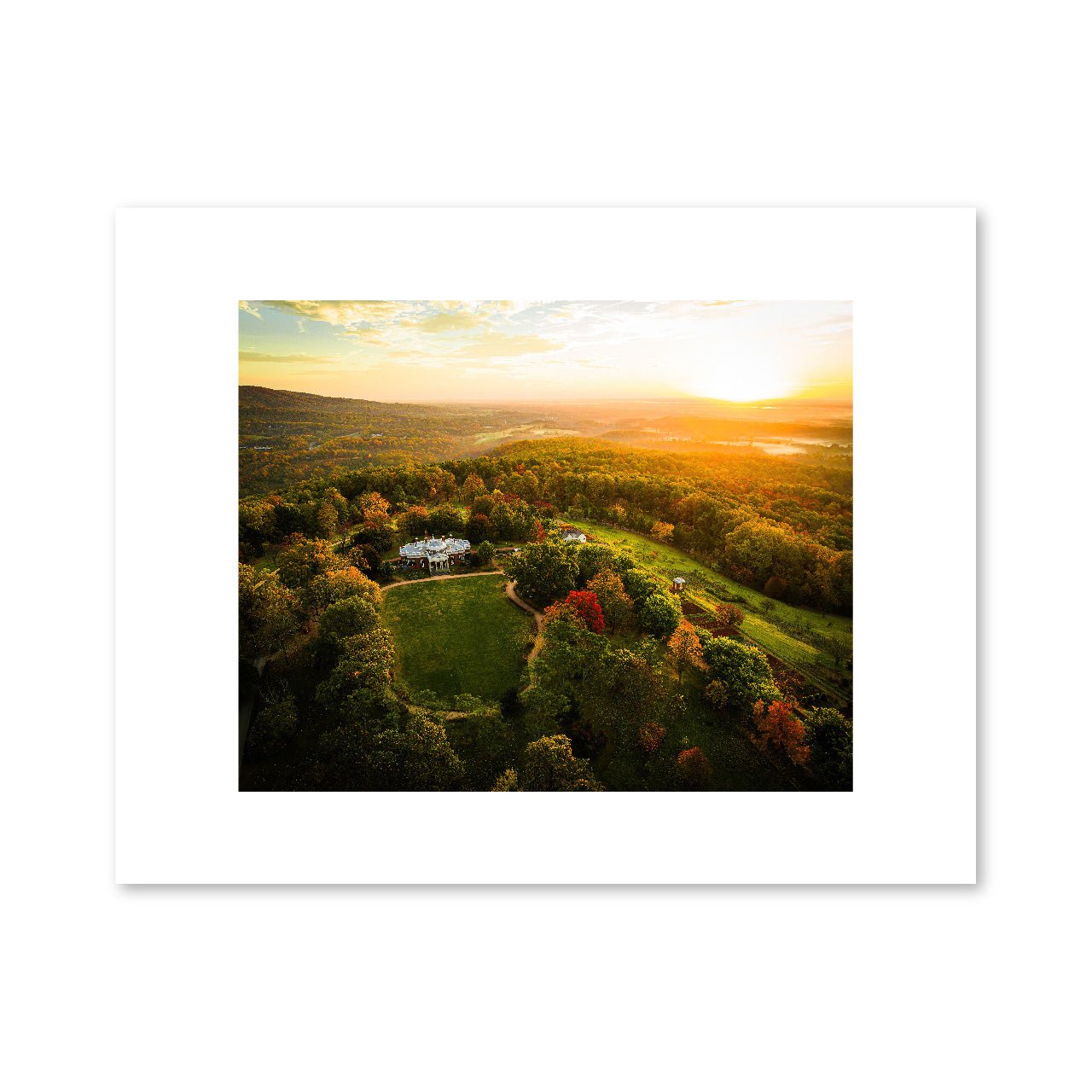 Monticello Fall Aerial Matted Print - Shop-orias