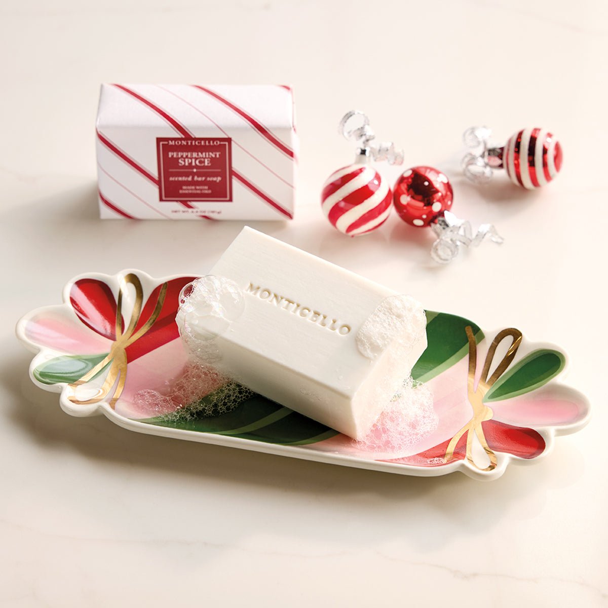 Monticello Festive Dish & Peppermint Soap - Shop-orias