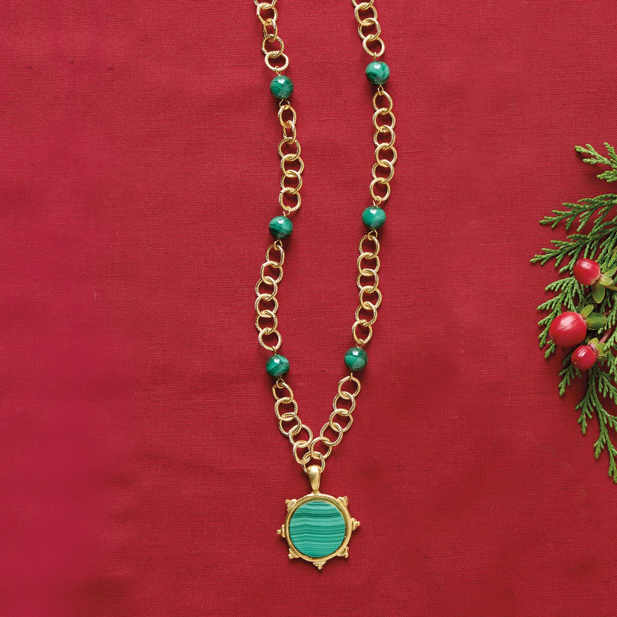 Monticello Malachite Chain Necklace - Shop-orias
