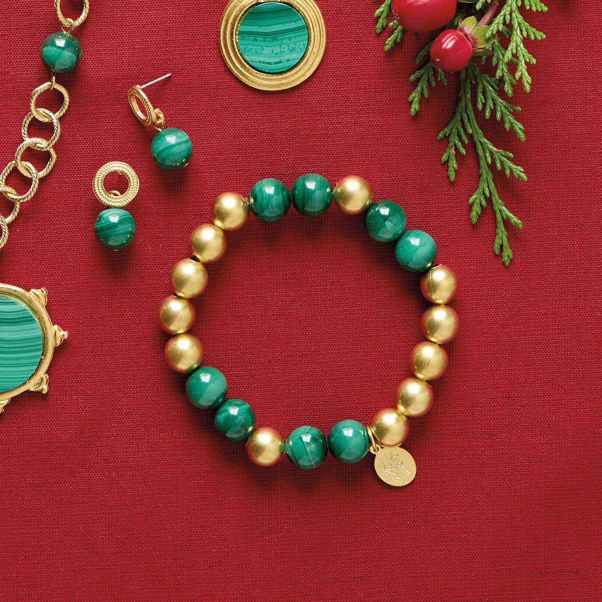 Monticello Malachite Stretch Bracelet - Shop-orias
