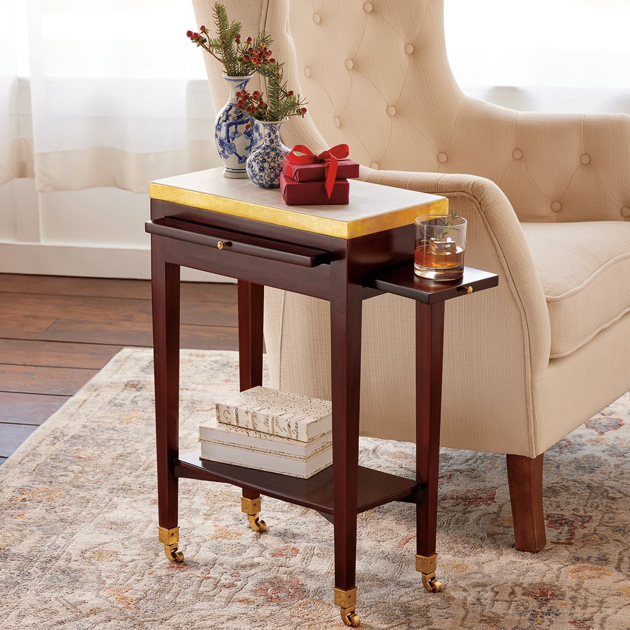 Monticello Parisian Marble Top Side Table - Shop-orias