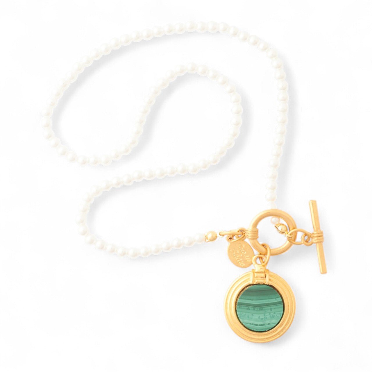 Monticello Pearl & Malachite Necklace - Shop-orias