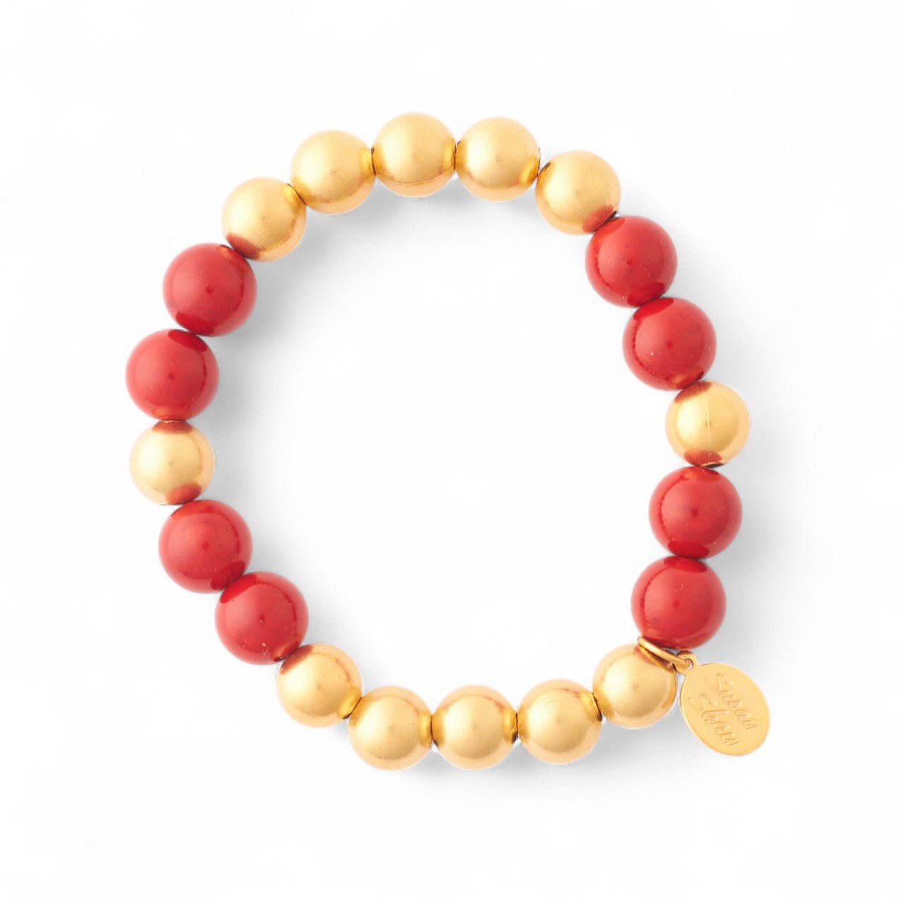 Monticello Red Coral Stretch Bracelet - Shop-orias