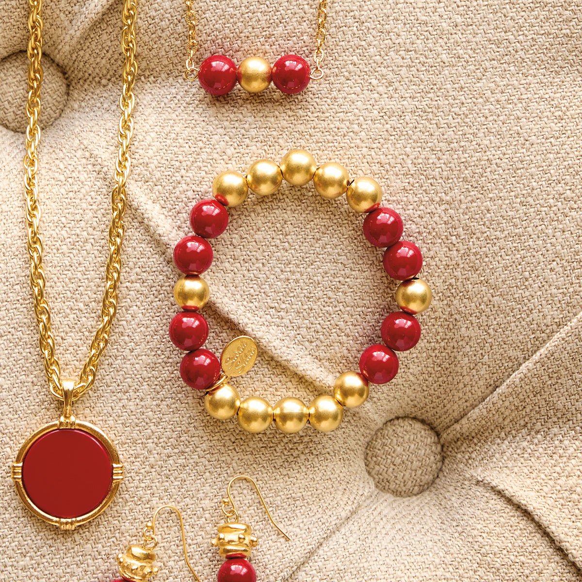 Monticello Red Coral Stretch Bracelet - Shop-orias