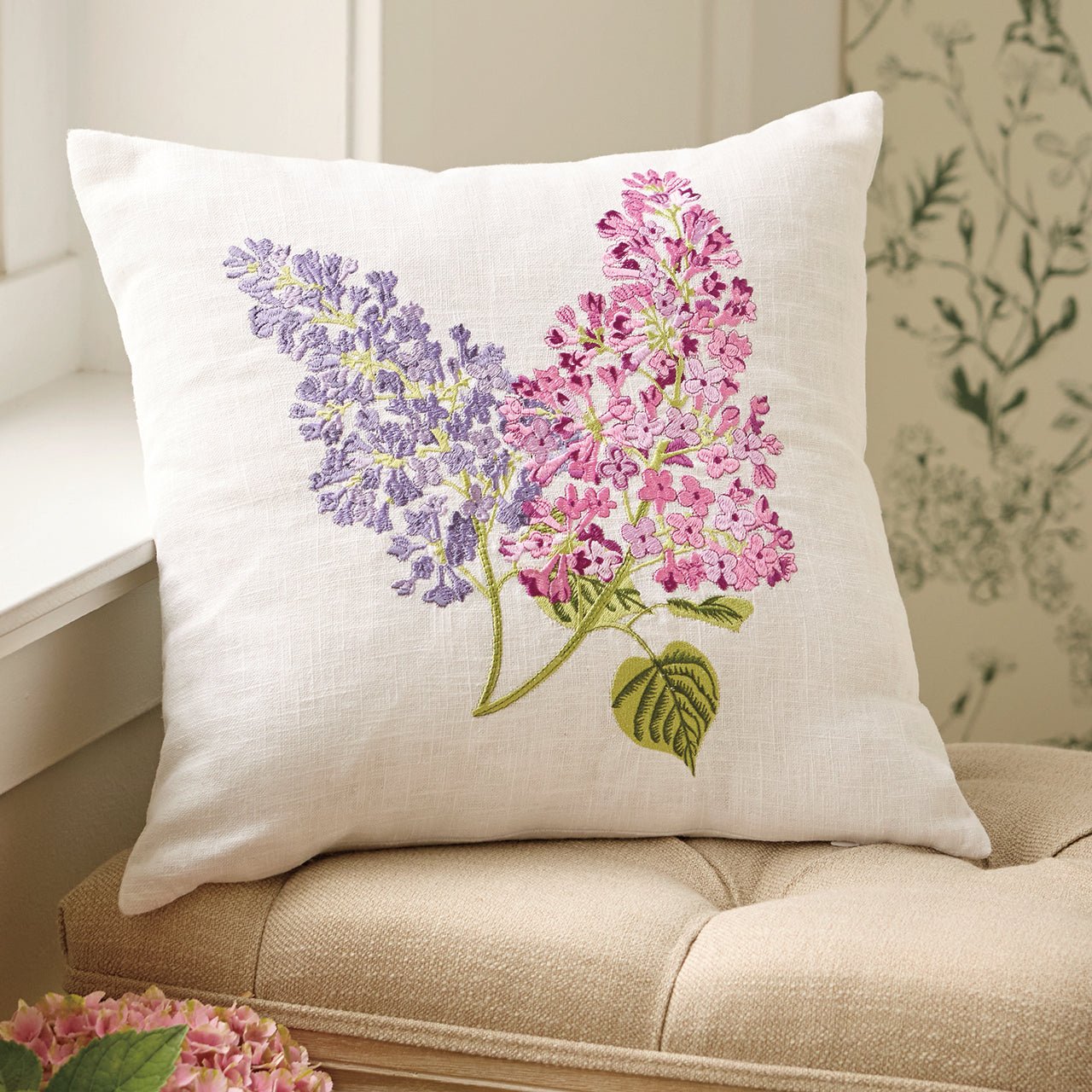 Monticello Spring Blooms Embroidered Pillow - Shop-orias