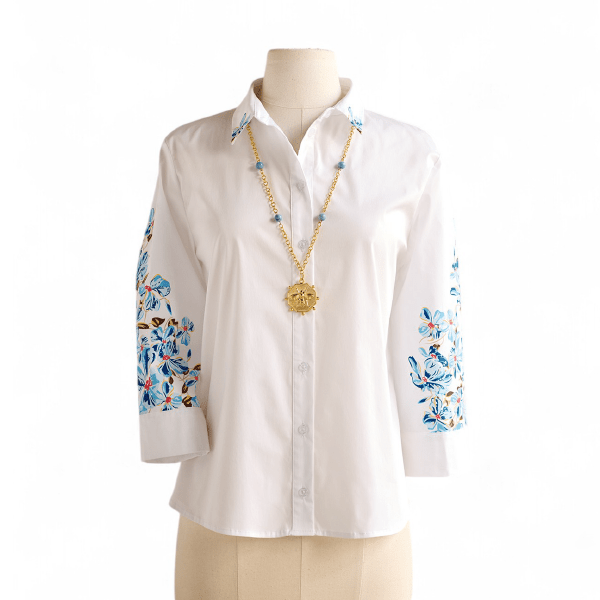 Painted Flowers Blouse - Shop-orias