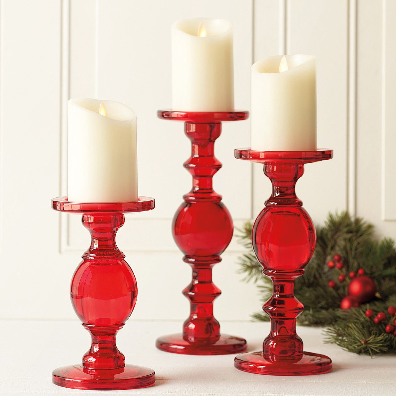 Red Glass Candleholder Set - Shop-orias