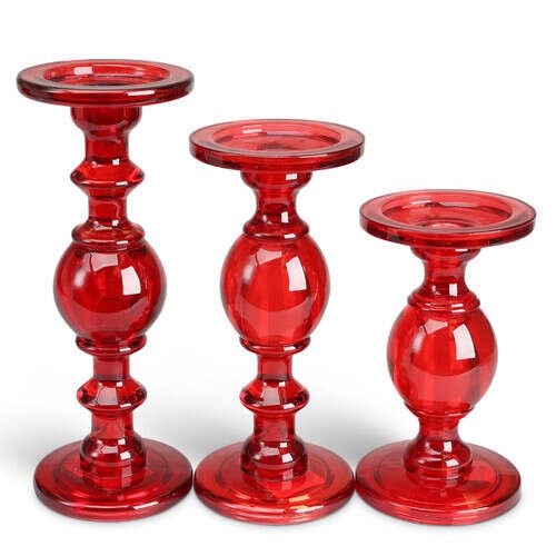 Red Glass Candleholder Set - Shop-orias