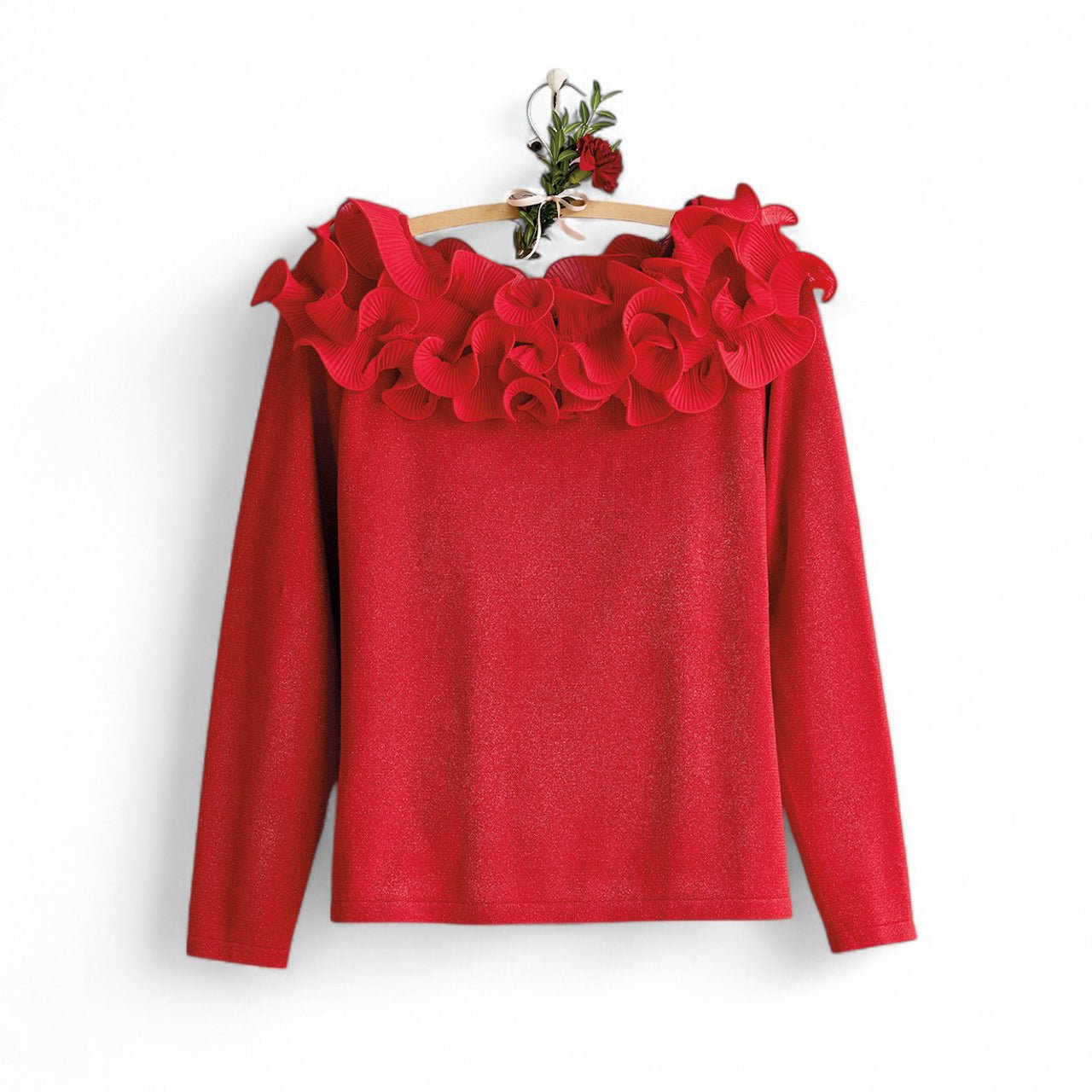 Ruffled Top Sweater - Shop-orias