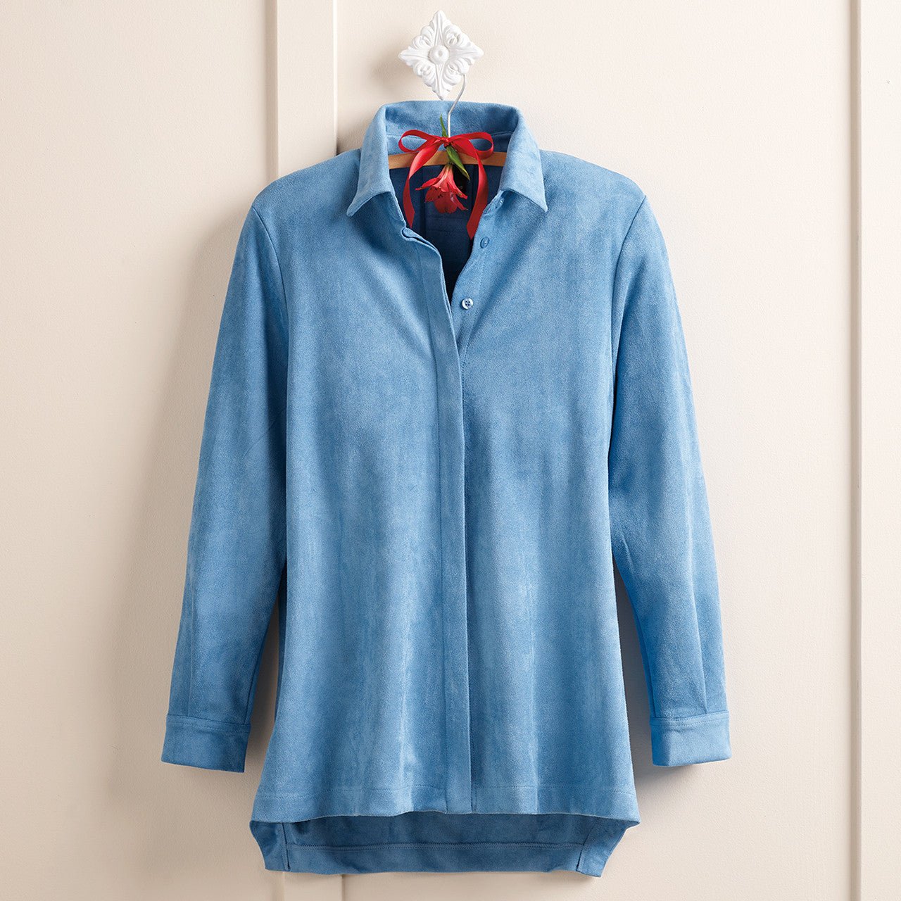 Blue Microsuede Shirt - Shop-orias