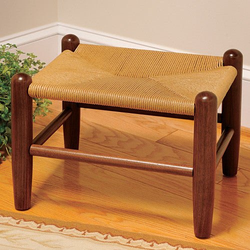 Handmade Rush Seat Wood Footstool - Shop-orias