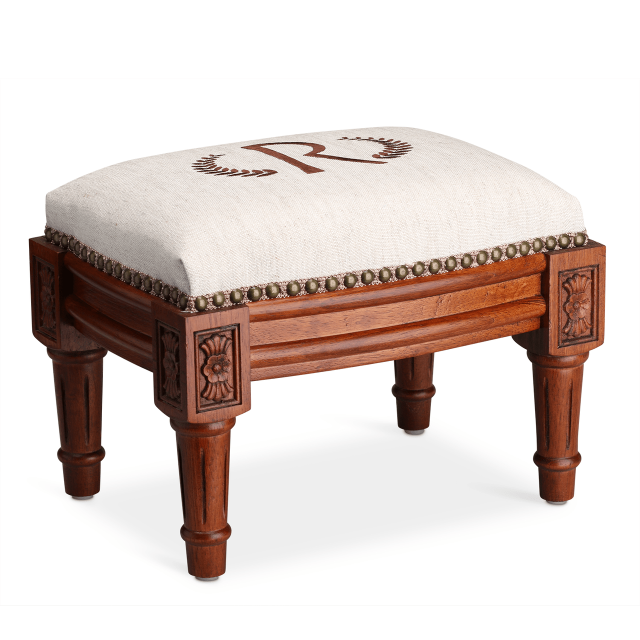 Laurel Embroidered Footstool - Shop-orias