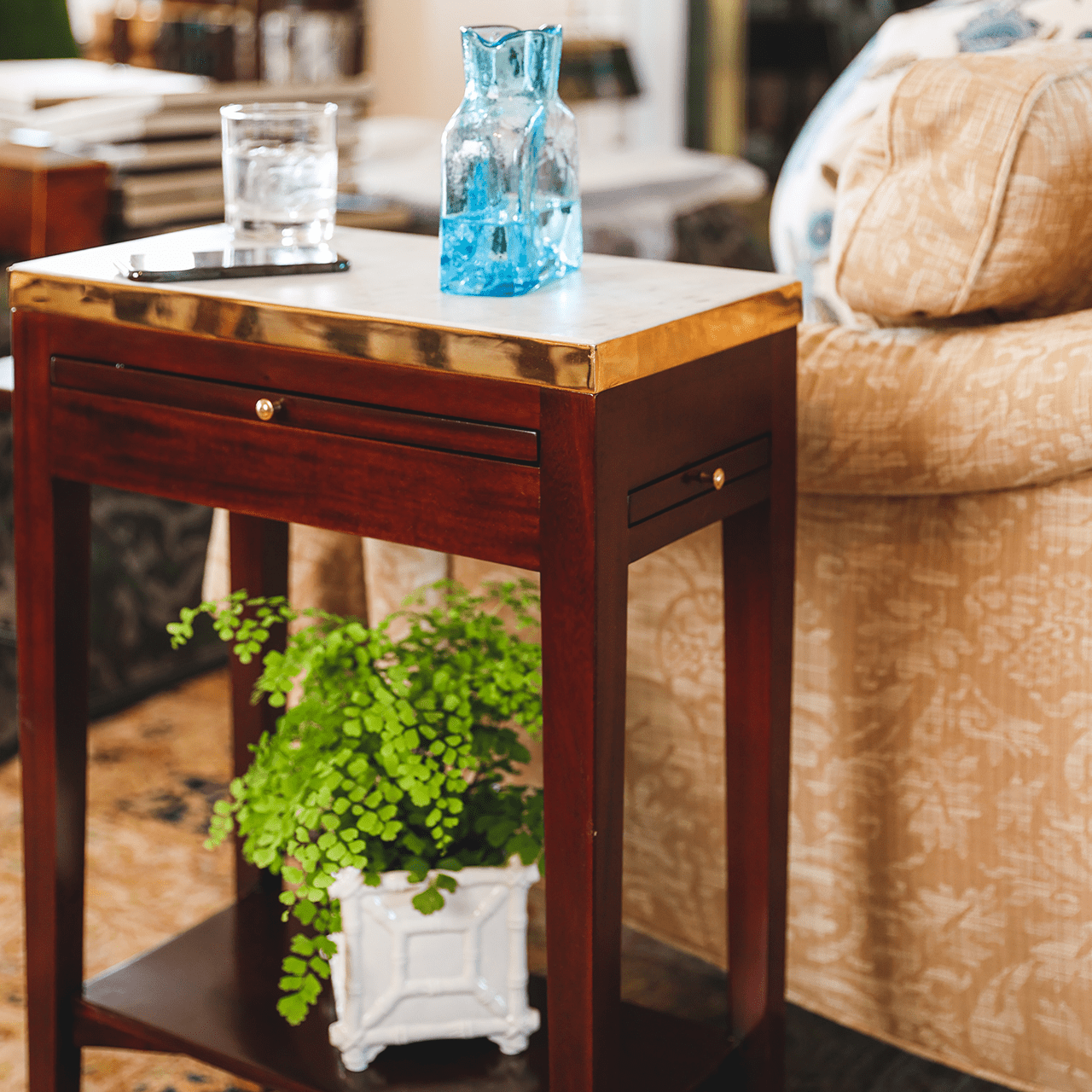 Monticello Parisian Marble Top Side Table - Shop-orias