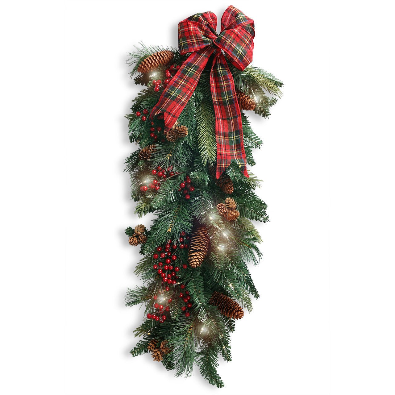 Monticello Pinecone and Berry Lighted Swag - Shop-orias