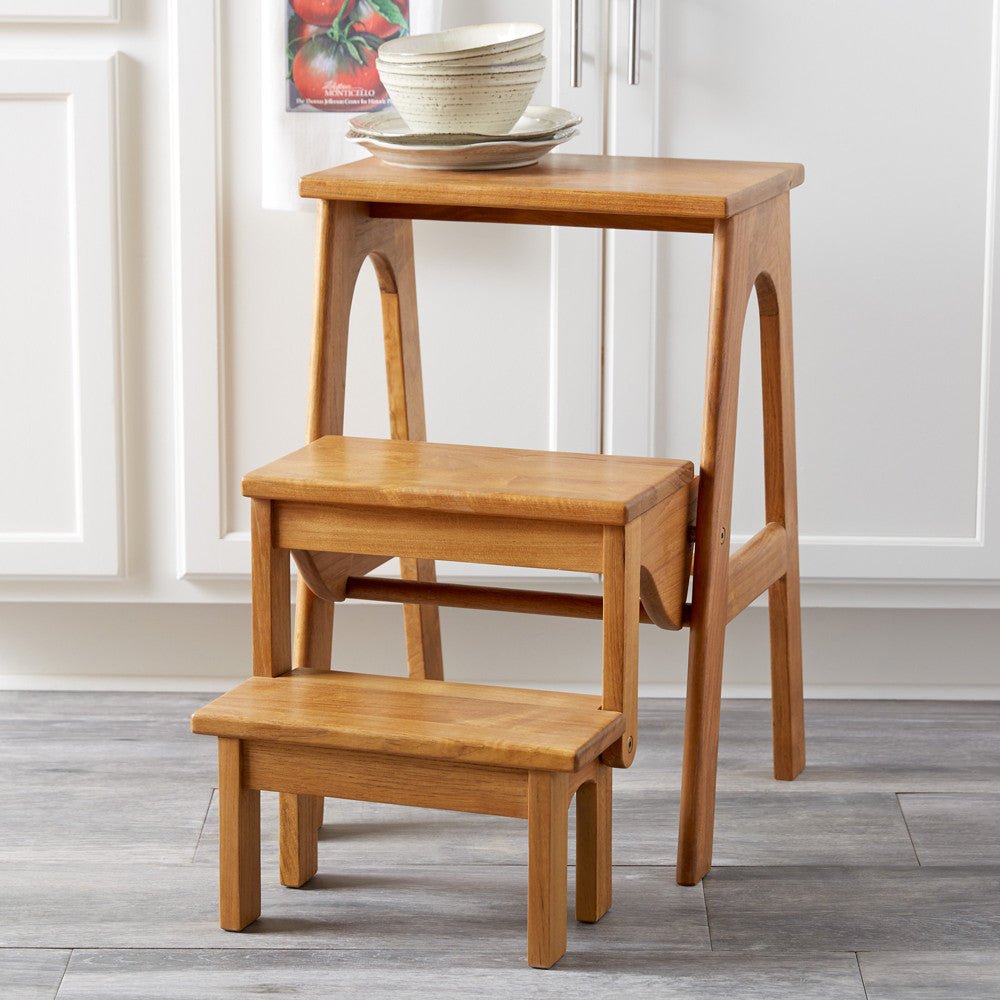 Monticello Teak Folding Library Steps - Shop-orias