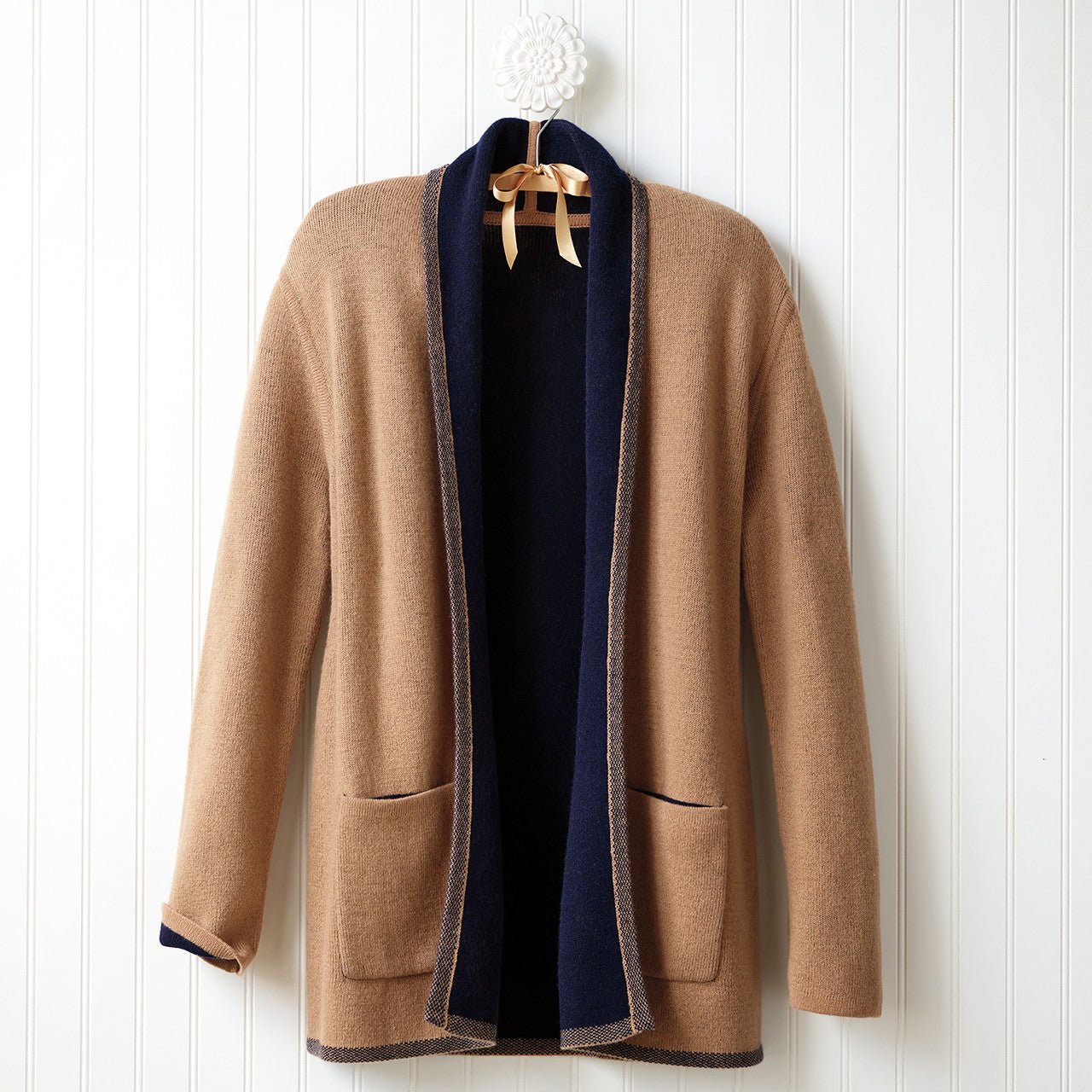 Navy & Camel Reversible Cardigan - Shop-orias