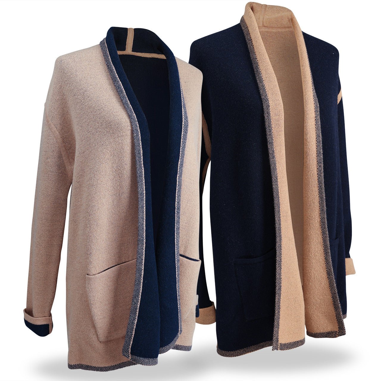 Navy & Camel Reversible Cardigan - Shop-orias