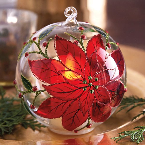 Poinsettia Flickering Candle Light Ornament - Shop-orias