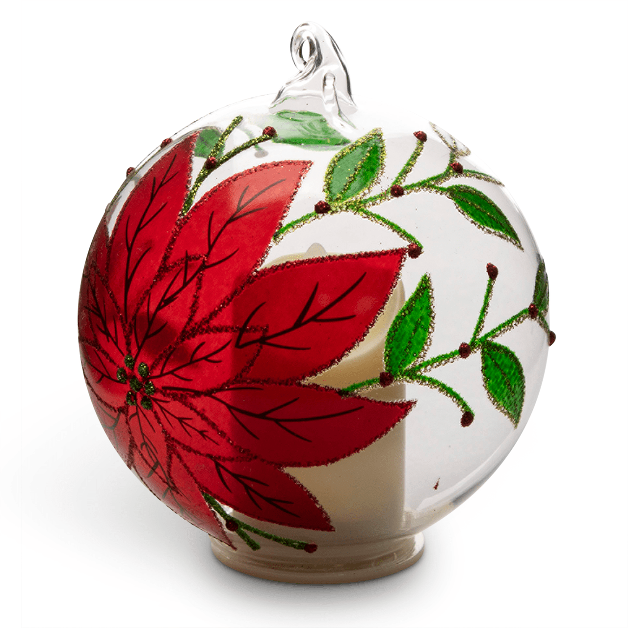 Poinsettia Flickering Candle Light Ornament - Shop-orias