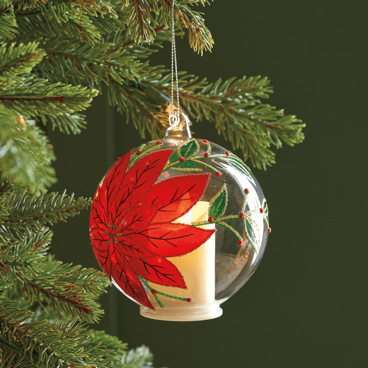 Poinsettia Flickering Candle Light Ornament - Shop-orias