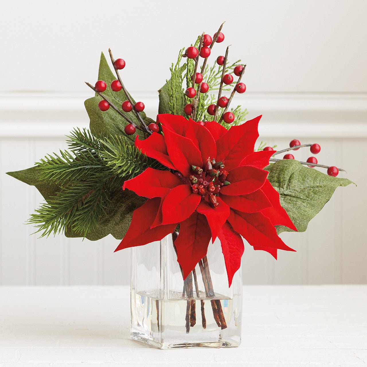 Poinsettia & Pine Arrangement - Shop-orias
